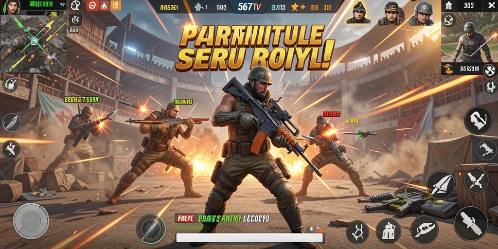 Tampilan gameplay seru dan menegangkan dari 567TV dalam pertempuran Battle Royale.