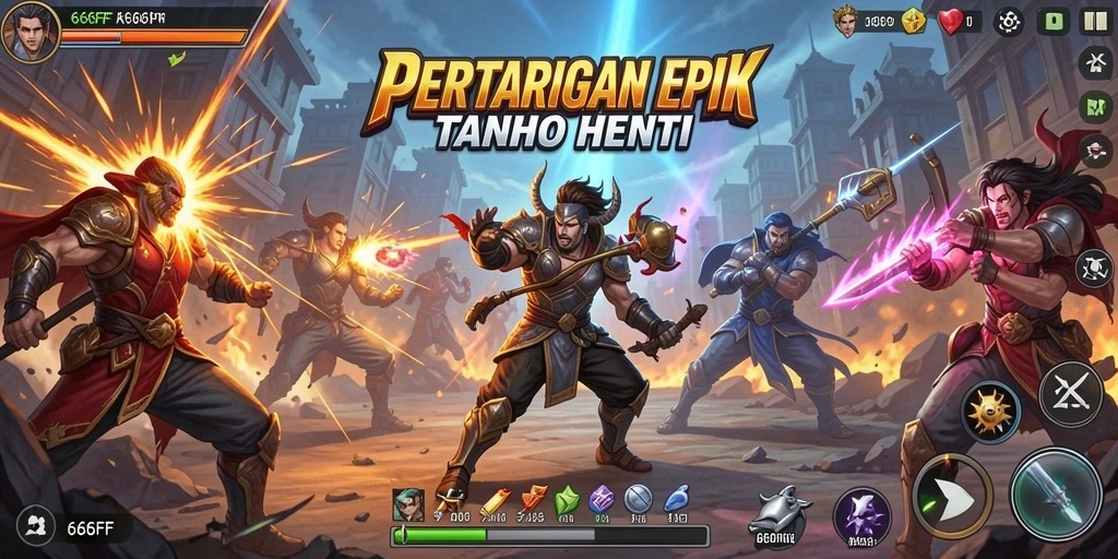 Tampilan gameplay seru dalam pertarungan 666FF.