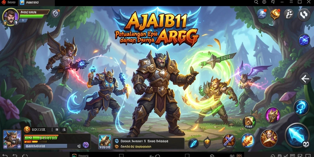 Screenshot AJAIB11 menampilkan pertempuran seru dalam dunia fantasi.