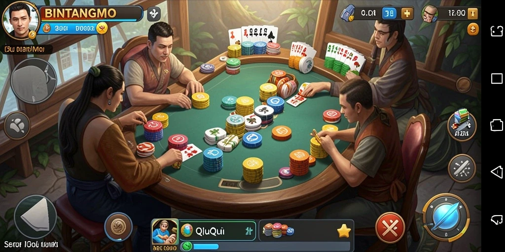 Screenshot gameplay BINTANGMPO dengan aksi seru QiuQiu.