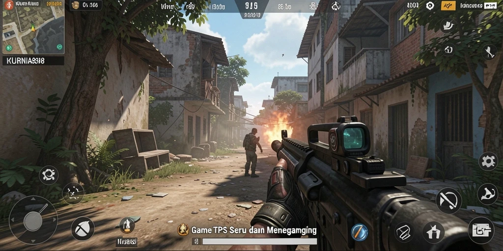Screenshot menampilkan aksi intens dari gameplay TPS KURNIA898.