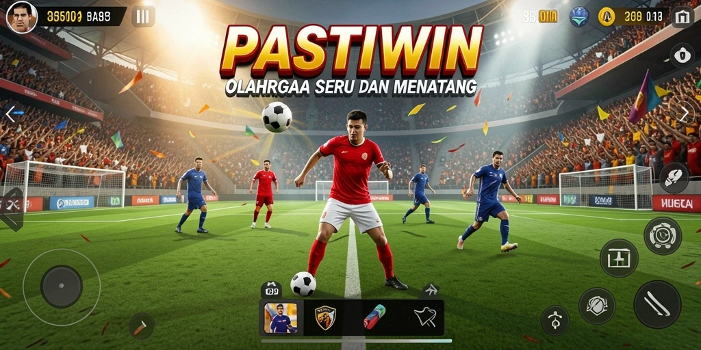 Tampilan gameplay PASTIWIN dengan aksi olahraga yang seru dan dinamis.